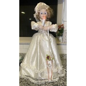 Vintage Telco Motionette Christmas Candle Animation Victorian Dress Girl W/Cameo